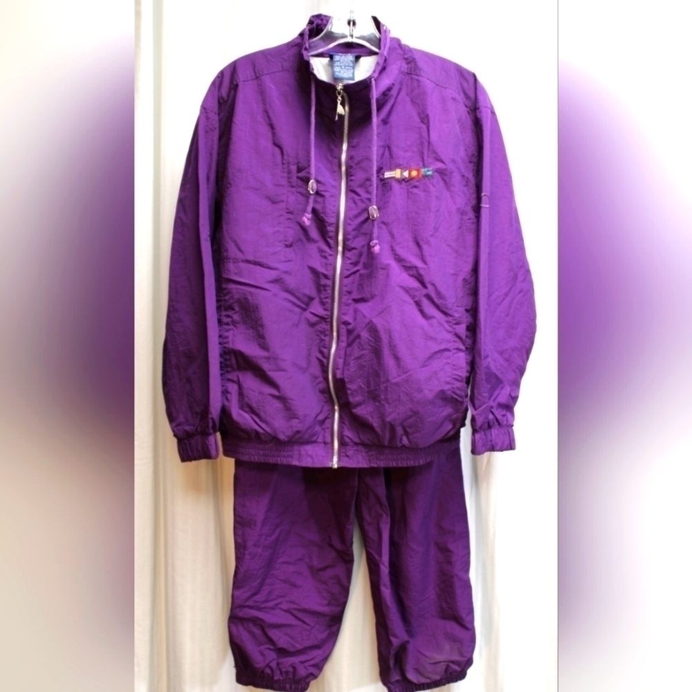 Vintage Catalina Purple Nylon Zip Up Jacket Jogging Suit Size M